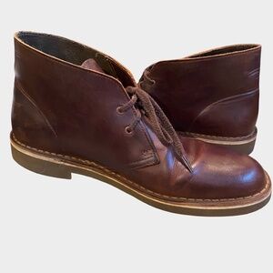 Clarks Mens Brown Leather Ankle Casual Chukka Desert Boots- Sz-8.5